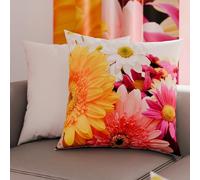 PETTI Artigiani Italiani - Lot de 2 Taies d'Oreillers 30x30 cm 100% Microfibre Hypoallergénique, Housse Oreiller Rectangulaire Floral Jaune, Paquet de 2, Fabriqué en Italie