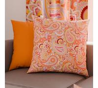 PETTI Artigiani Italiani - Lot de 2 Taies d'Oreillers 30x30 cm 100% Microfibre Hypoallergénique, Housse Oreiller Rectangulaire Paisley Orange, Paquet de 2, Fabriqué en Italie