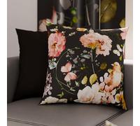 PETTI Artigiani Italiani - Lot de 2 Taies d'Oreillers 30x30 cm 100% Microfibre Hypoallergénique, Housse Oreiller Rectangulaire Floral Noir, Paquet de 2, Fabriqué en Italie