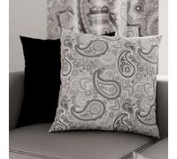 PETTI Artigiani Italiani - Lot de 2 Taies d'Oreillers 30x30 cm 100% Microfibre Hypoallergénique, Housse Oreiller Rectangulaire Paisley Blanc Noir, Paquet de 2, Fabriqué en Italie