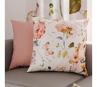 PETTI Artigiani Italiani - Lot de 2 Taies d'Oreillers 35x35 cm 100% Microfibre Hypoallergénique, Housse Oreiller Rectangulaire Floral Crème, Paquet de 2, Fabriqué en Italie
