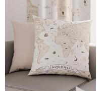 PETTI Artigiani Italiani - Lot de 2 Taies d'Oreillers 40x40 cm 100% Microfibre Hypoallergénique, Housse Oreiller Rectangulaire Carte du Monde 01, Paquet de 2, Fabriqué en Italie