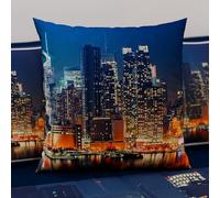 PETTI Artigiani Italiani - Lot de 2 Taies d'Oreillers 40x40 cm 100% Microfibre Hypoallergénique, Housse Oreiller Rectangulaire City Bleu, Paquet de 2, Fabriqué en Italie