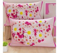 PETTI Artigiani Italiani - Lot de 2 Taies d'Oreillers 50x30 cm 100% Microfibre Hypoallergénique, Housse Oreiller Rectangulaire Floral Rose, Paquet de 2, Fabriqué en Italie