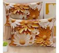 PETTI Artigiani Italiani - Lot de 2 Taies d'Oreillers 50x70 cm 100% Microfibre Hypoallergénique, Housse Oreiller Rectangulaire Motif Floral 05 2, Paquet de 2, Fabriqué en Italie