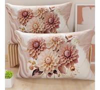 PETTI Artigiani Italiani - Lot de 2 Taies d'Oreillers 50x70 cm 100% Microfibre Hypoallergénique, Housse Oreiller Rectangulaire Motif Floral Rose, Paquet de 2, Fabriqué en Italie