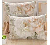 PETTI Artigiani Italiani - Lot de 2 Taies d'Oreillers 50x70 cm 100% Microfibre Hypoallergénique, Housse Oreiller Rectangulaire Motif Floral Rose Vert, Paquet de 2, Fabriqué en Italie