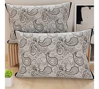 PETTI Artigiani Italiani - Lot de 2 Taies d'Oreillers 50x80 cm 100% Microfibre Hypoallergénique, Housse Oreiller Rectangulaire Paisley Blanc Noir, Paquet de 2, Fabriqué en Italie
