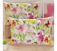 PETTI Artigiani Italiani - Lot de 2 Taies d'Oreillers 60x40 cm 100% Microfibre Hypoallergénique, Housse Oreiller Rectangulaire Floral Coloré, Paquet de 2, Fabriqué en Italie