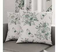 PETTI Artigiani Italiani - Lot de 2 Taies d'Oreillers 60x60 cm 100% Microfibre Hypoallergénique, Housse Oreiller Rectangulaire Motif Floral Blanc Vert, Paquet de 2, Fabriqué en Italie