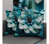 PETTI Artigiani Italiani - Lot de 2 Taies d'Oreillers 60x60 cm 100% Microfibre Hypoallergénique, Housse Oreiller Rectangulaire Motif Floral 05 21, Paquet de 2, Fabriqué en Italie