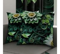 PETTI Artigiani Italiani - Lot de 2 Taies d'Oreillers 60x60 cm 100% Microfibre Hypoallergénique, Housse Oreiller Rectangulaire Motif Floral 05 22, Paquet de 2, Fabriqué en Italie