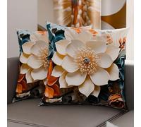 PETTI Artigiani Italiani - Lot de 2 Taies d'Oreillers 60x60 cm 100% Microfibre Hypoallergénique, Housse Oreiller Rectangulaire Motif Floral 05 10, Paquet de 2, Fabriqué en Italie