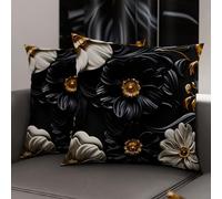 PETTI Artigiani Italiani - Lot de 2 Taies d'Oreillers 60x60 cm 100% Microfibre Hypoallergénique, Housse Oreiller Rectangulaire Motif Floral 05 6, Paquet de 2, Fabriqué en Italie