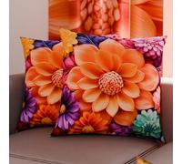 PETTI Artigiani Italiani - Lot de 2 Taies d'Oreillers 60x60 cm 100% Microfibre Hypoallergénique, Housse Oreiller Rectangulaire Motif Floral 05 12, Paquet de 2, Fabriqué en Italie