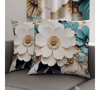 PETTI Artigiani Italiani - Lot de 2 Taies d'Oreillers 60x60 cm 100% Microfibre Hypoallergénique, Housse Oreiller Rectangulaire Motif Floral 05 19, Paquet de 2, Fabriqué en Italie