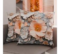 PETTI Artigiani Italiani - Lot de 2 Taies d'Oreillers 60x60 cm 100% Microfibre Hypoallergénique, Housse Oreiller Rectangulaire Motif Floral 05 20, Paquet de 2, Fabriqué en Italie
