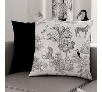 PETTI Artigiani Italiani - Lot de 2 Taies d'Oreillers 65x65 cm 100% Microfibre Hypoallergénique, Housse Oreiller Rectangulaire Animaux Blanc Noir, Paquet de 2, Fabriqué en Italie