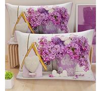 PETTI Artigiani Italiani - Lot de 2 Taies d'Oreillers 70x40 cm 100% Microfibre Hypoallergénique, Housse Oreiller Rectangulaire Shabby Violet, Paquet de 2, Fabriqué en Italie