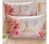 PETTI Artigiani Italiani - Lot de 2 Taies d'Oreillers 80x40 cm 100% Microfibre Hypoallergénique, Housse Oreiller Rectangulaire Shabby Rose, Paquet de 2, Fabriqué en Italie