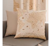 PETTI Artigiani Italiani - Lot de 2 Taies d'Oreillers 80x80 cm 100% Microfibre Hypoallergénique, Housse Oreiller Rectangulaire Carte du Monde 02, Paquet de 2, Fabriqué en Italie