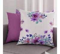 PETTI Artigiani Italiani - Lot de 2 Taies d'Oreillers 80x80 cm 100% Microfibre Hypoallergénique, Housse Oreiller Rectangulaire Floral Lilas, Paquet de 2, Fabriqué en Italie