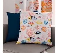 PETTI Artigiani Italiani - Lot de 2 Taies d'Oreillers 80x80 cm 100% Microfibre Hypoallergénique, Housse Oreiller Rectangulaire Blanc Marine 05, Paquet de 2, Fabriqué en Italie