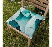 PETTI Artigiani Italiani - Lot de 6 Coussins de Chaise pour Cuisine, Galettes de Chaise en Microfibre avec Impression Numérique et Attaches, Motif Cercles Pétrole