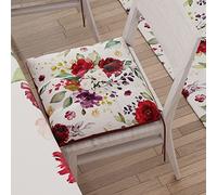 PETTI Artigiani Italiani - Coussins de Chaise Cuisine, Lot de 6 Galettes Microfibre avec Liens, Motif Floral Mod. 07, Fabriqué avec Amour et Passion en Italie Depuis 1968