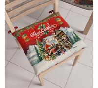 PETTI Artigiani Italiani - Lot de 6 Galettes de Chaise de Noël 40x40cm, Coussins de Chaises pour Intérieur et Extérieur avec Attaches, Décoration de Noël, 100% Made in Italy