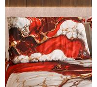 PETTI Artigiani Italiani MARBLELIZED Lot de 2 taies d'oreiller de lit, 50 x 80 cm, imprimées, taies d'oreiller, 2 taies d'oreiller élégantes, Effet marbre Rouge, idée Cadeau, 100% fabriquée en Italie