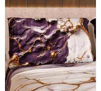 Petti Artigiani Italiani MARBLELIZED Lot de 2 taies d'oreiller de lit, 50 x 80 cm, imprimées, taies d'oreiller, 2 taies d'oreiller élégantes, Effet marbre Violet, idée Cadeau, 100% fabriquée en
