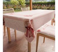 PETTI Artigiani Italiani - Nappe Anti-Taches Carrée (140 x 140 cm) Couvre-Table de Cuisine, Motif Nœud Rose, X4 Places, 100% fabriquée en Italie