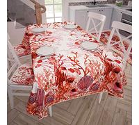 PETTI Artigiani Italiani - Nappe, Nappe de Table, Nappe Rectangulaire, Nappe Anti-Taches, 140x240 cm, Corail Rouge, 100% Made in Italy