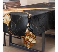 PETTI Artigiani Italiani - Nappe Anti-Taches rectangulaire, Couvre-Table de Cuisine, élégante, Effet marbre Noir X6 Places (140 x 180 cm) 100% fabriquée en Italie