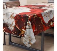 PETTI Artigiani Italiani - Nappe Anti-Taches rectangulaire pour Table de Cuisine, élégante, Effet marbre Rouge, X6 Places (140 x 180 cm) 100% fabriquée en Italie