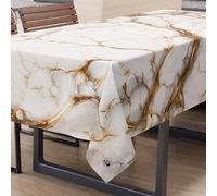 PETTI Artigiani Italiani - Nappe Anti-Taches rectangulaire pour Table de Cuisine élégante Effet marbre Blanc X12 Places (140 x 240 cm) 100% fabriquée en Italie