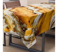 PETTI Artigiani Italiani - Nappe Anti-Taches rectangulaire pour Table de Cuisine élégante Effet marbre Jaune X12 Places (140 x 240 cm) 100% fabriquée en Italie
