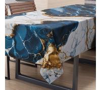 PETTI Artigiani Italiani - Nappe Anti-Taches rectangulaire pour Table de Cuisine, élégante, Effet marbre, Bleu, X12 Places (140 x 240 cm) 100% fabriquée en Italie