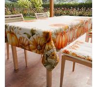 Petti Artigiani Italiani - Nappe Anti-Taches rectangulaire pour Table de Cuisine, Motif Citrouille Citrouille X6 Places (140 x 180 cm), Nappe Halloween, 100% fabriquée en Italie