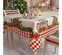 PETTI Artigiani Italiani - Nappe de Noël Anti-Taches Carrée, Couvre-Table, Cuisine, Motif Casse-Noisette Rouge X4 Places (140 x 140 cm) 100% fabriquée en Italie