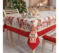 PETTI Artigiani Italiani - Nappe de Noël Anti-Taches Carrée, Couvre-Table, Cuisine, Motif Cirque X4 Places (140 x 140 cm) 100% fabriquée en Italie