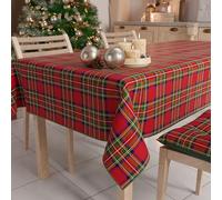 PETTI Artigiani Italiani - Nappe de Noël Anti-Taches Carrée, Couvre-Table, Cuisine, Motif Tartan X4 Places (140 x 140 cm) 100% fabriquée en Italie
