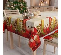 PETTI Artigiani Italiani - Nappe de Noël Anti-Taches Rectangulaire Couvre-Table pour Cuisine, Motif Bougies X14 Places (140 x 300 cm) 100% fabriquée en Italie