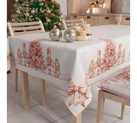 PETTI Artigiani Italiani - Nappe de Noël Anti-Taches Rectangulaire Couvre-Table pour Cuisine, Motif Casse-Noisette Rose X14 Places (140 x 300 cm) 100% fabriquée en Italie