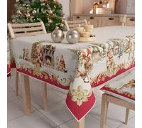 PETTI Artigiani Italiani - Nappe de Noël Anti-Taches Rectangulaire Couvre-Table pour Cuisine, Motif Vintage Xmas X14 Places (140 x 300 cm) 100% fabriquée en Italie