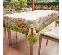 PETTI Artigiani Italiani - Nappe de Paques, Nappes Rectangulaire Anti Taches pour Pâques, Nappe de Table Rectangulaire 6 Places, 180x140 cm, Rabbit, 100% Made in Italy