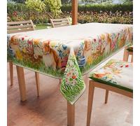 PETTI Artigiani Italiani - Nappe de Paques, Nappes Rectangulaire Anti Taches pour Pâques, Nappe de Table Rectangulaire 12 Places, 240x140 cm, Bunny, 100% Made in Italy