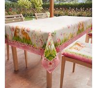 PETTI Artigiani Italiani - Nappe de Paques, Nappes Rectangulaire Anti Taches pour Pâques, Nappe de Table Rectangulaire 6 Places, 180x140 cm, Flora, 100% Made in Italy