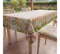 PETTI Artigiani Italiani - Nappe de Paques, Nappes Rectangulaire Anti Taches pour Pâques, Nappe de Table Rectangulaire 12 Places, 240x140 cm, Tutu Bunny 34, 100% Made in Italy